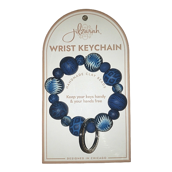Jilzarah Original Handmade Clay Wrist Keychain Navajo Blue - Picture 1 of 8